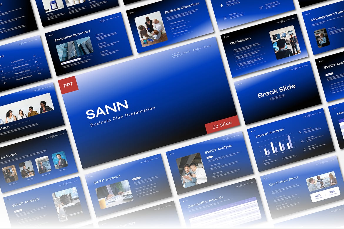 Template PowerPoint Rencana Bisnis SANN yang Menarik