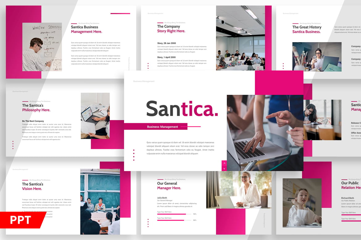 Template Powerpoint Santica untuk Bisnis yang Elegan dan Multifungsi