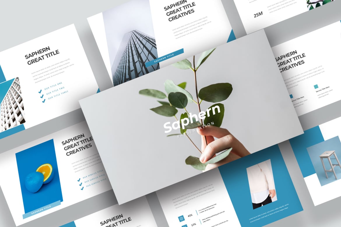 Template Presentasi PowerPoint Minimalis Saphern yang Modern