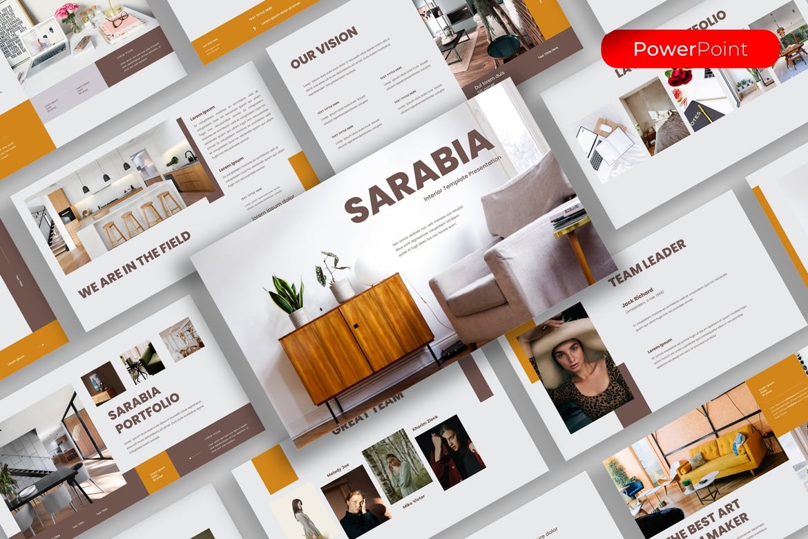 Template PowerPoint Sarabia untuk Desain Interior yang Menarik