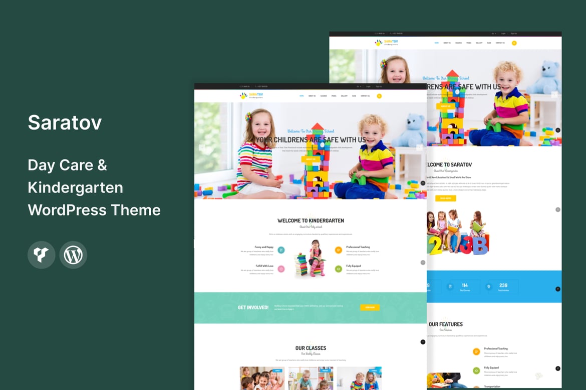 Saratov - Tema WordPress Day Care dan Kindergarten yang Menarik