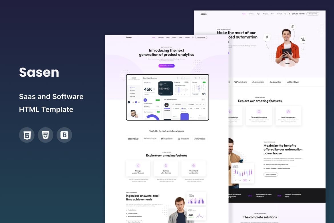 Sasen - Template Website SAAS dan Software Modern
