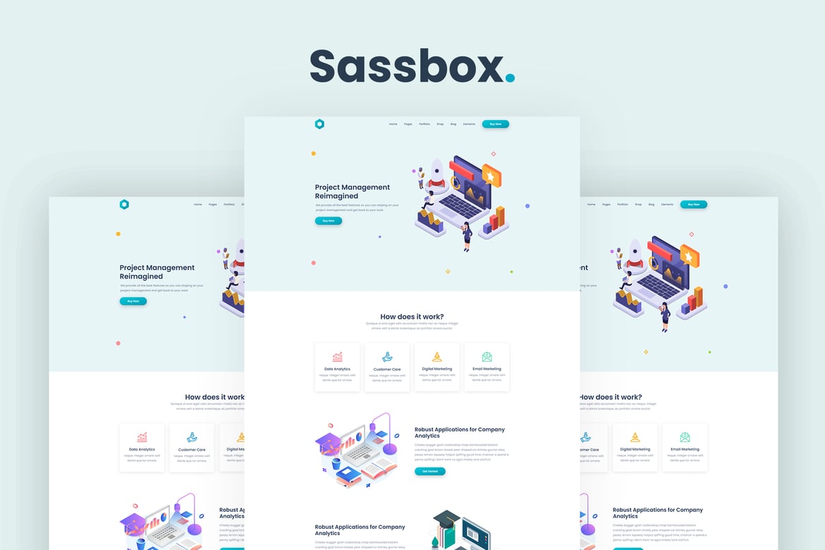 Sassbox - Template Website Startup dan SaaS Modern