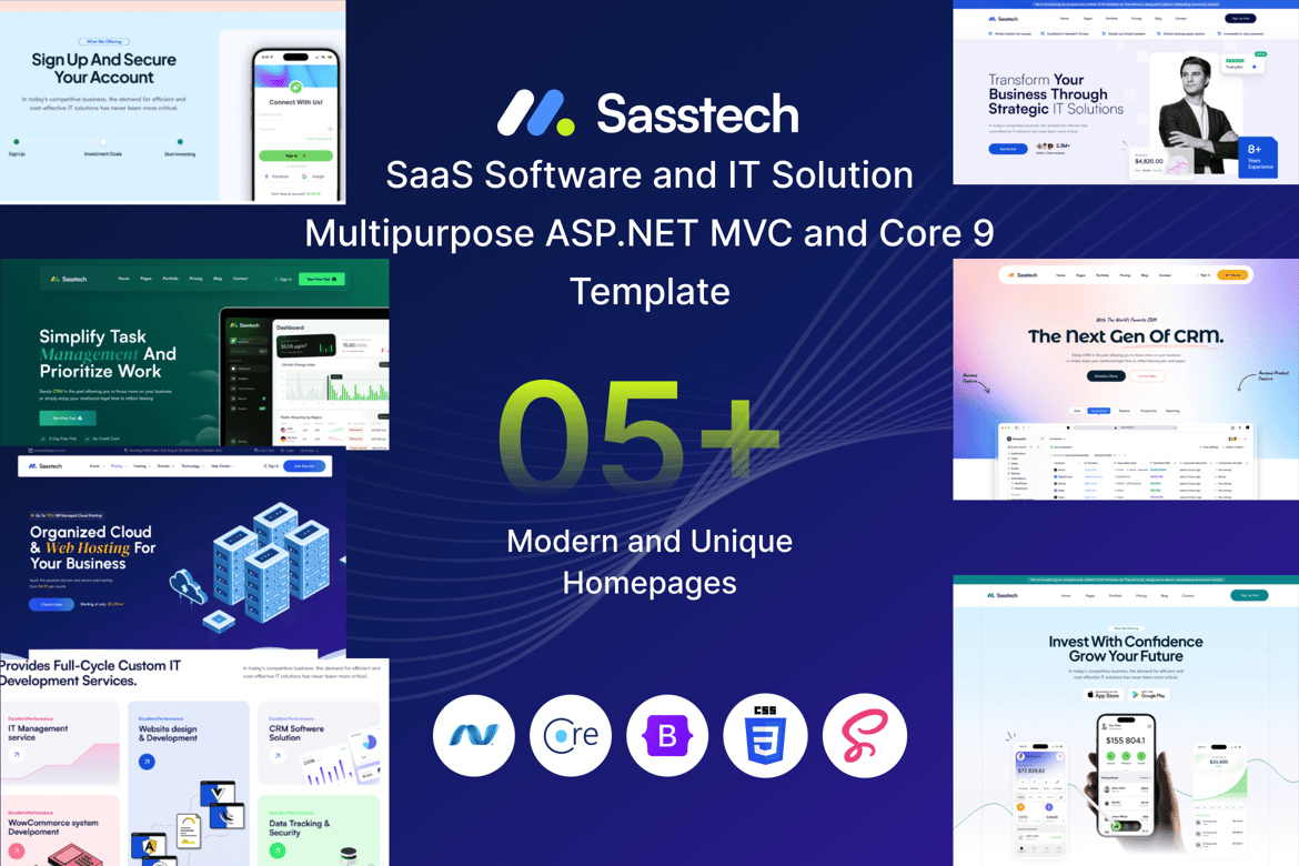 Template Website SassTech: Solusi ASP.NET untuk Startup dan Layanan TI