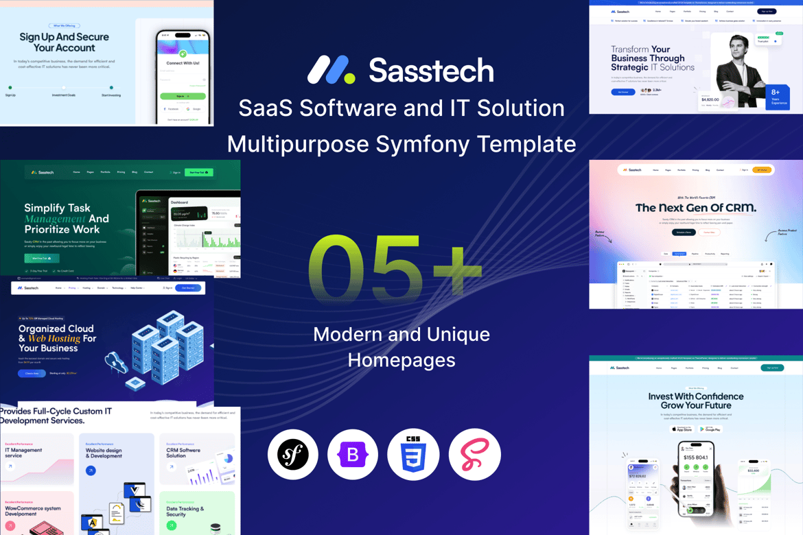 SassTech – Template Website Solusi IT & Perangkat Lunak Symfony