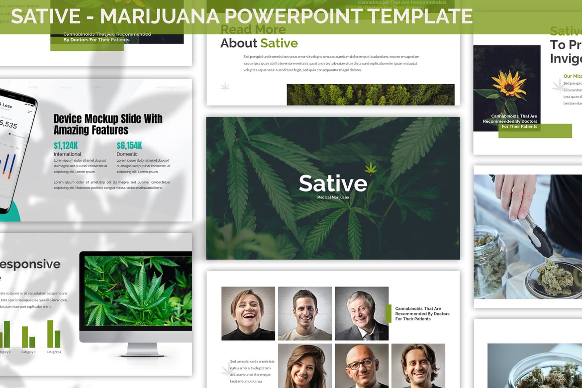 Template Presentasi PowerPoint Sative - Desain Alami dan Sederhana