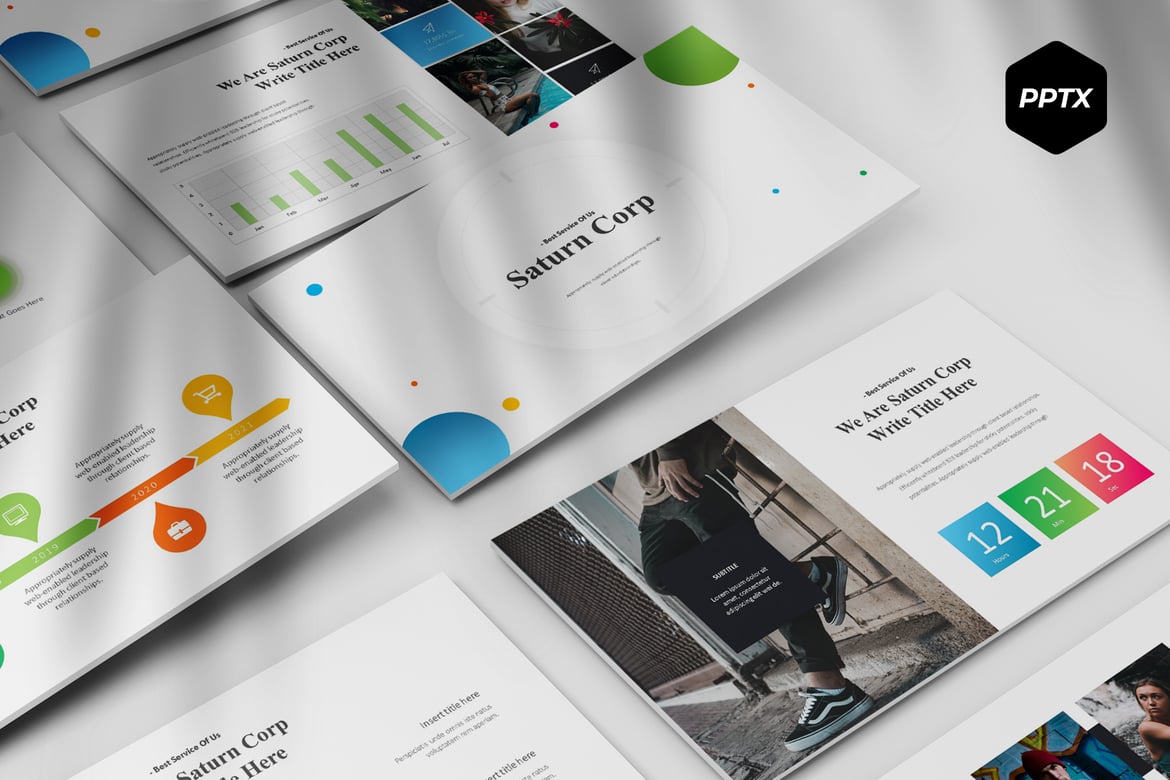 Template PowerPoint Saturn Corp - Solusi Presentasi Profesional