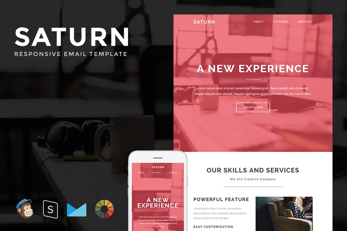 Template Email Responsif Saturn dengan Pembuat StampReady