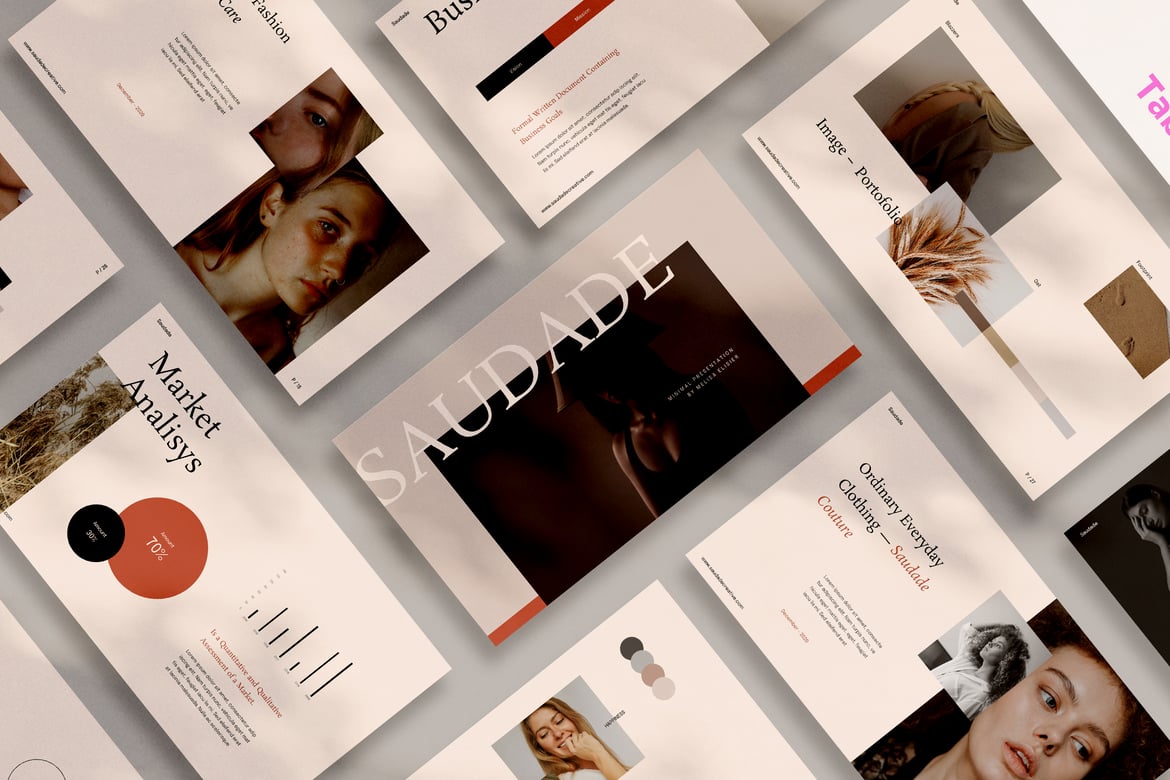 Template Powerpoint Saudade yang Minimalis dan Elegan