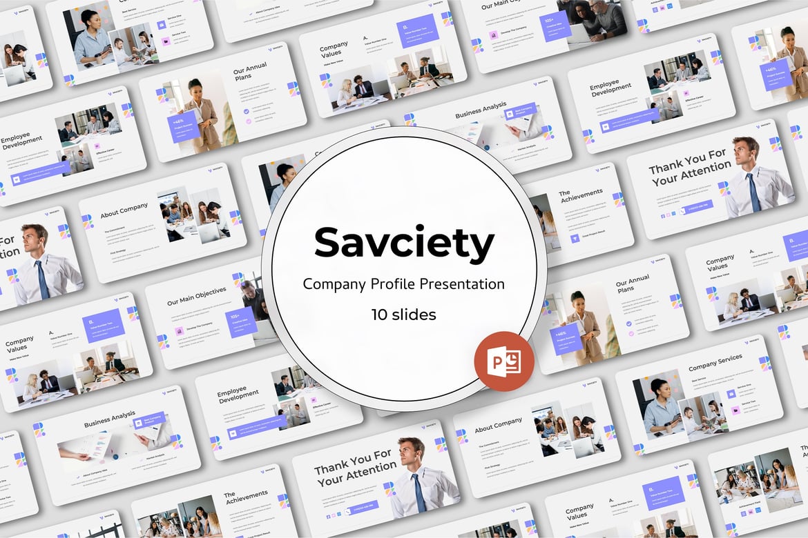 Savciety - Template PowerPoint Profil Perusahaan yang Menarik