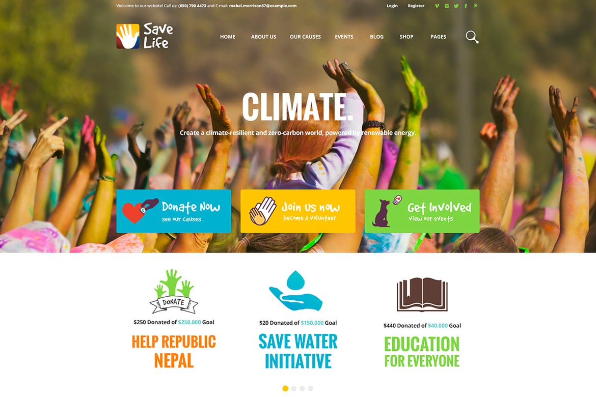 Tema WordPress Amal Save Life untuk Organisasi Non-Profit Anda
