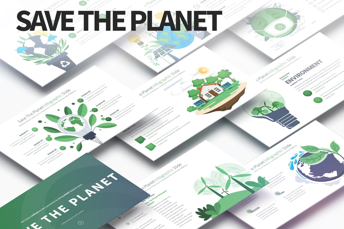 Template PowerPoint Infografis Menyelamatkan Bumi yang Menarik
