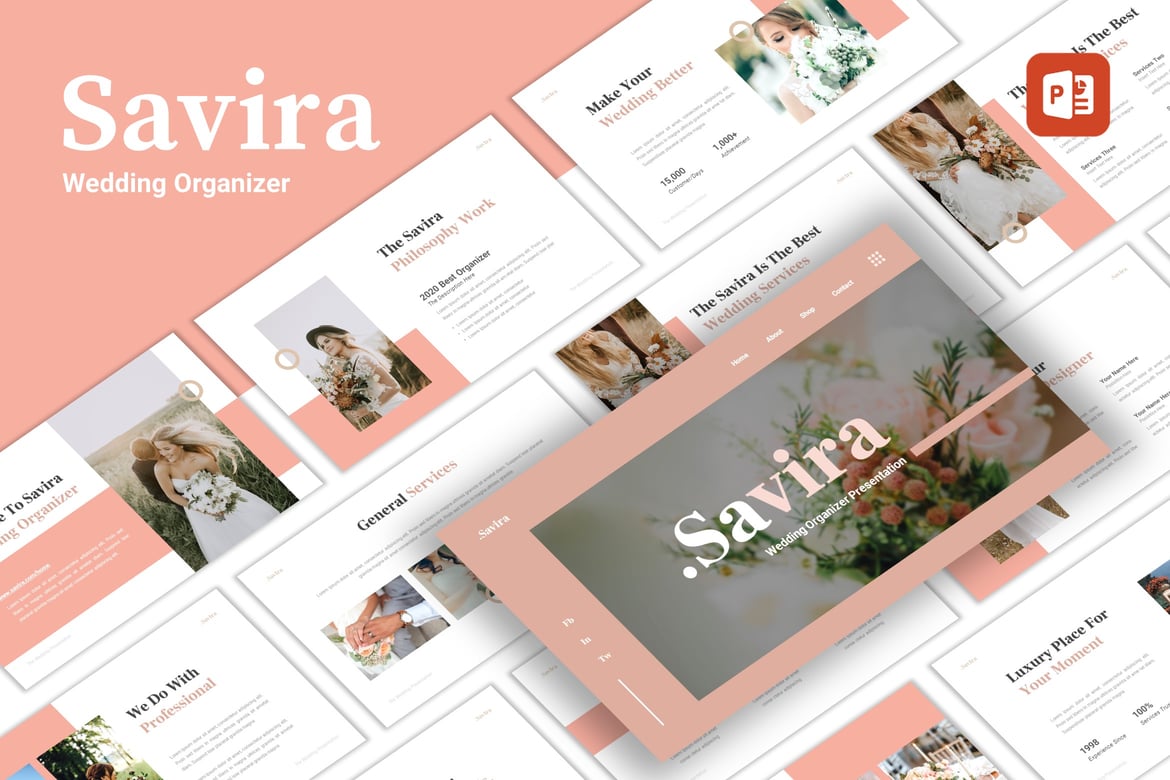Savira - Template PowerPoint Organizer Pernikahan yang Elegan