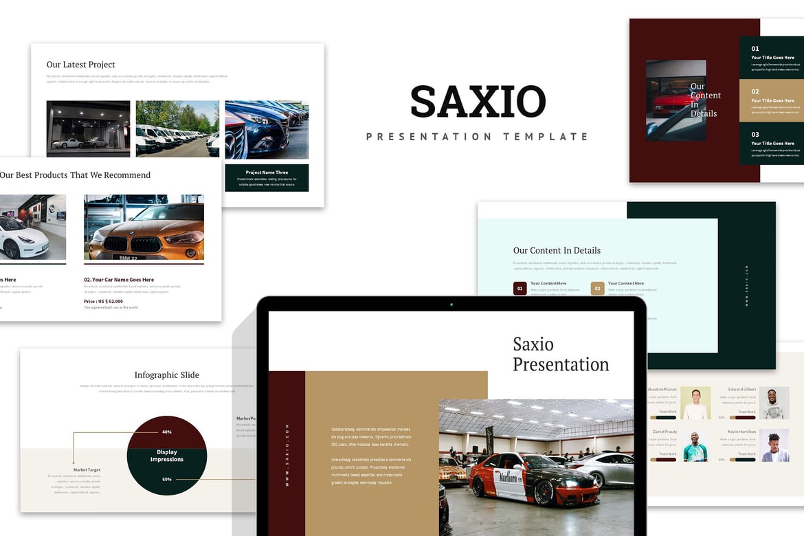 Template Presentasi PowerPoint Saxio untuk Dealer Mobil