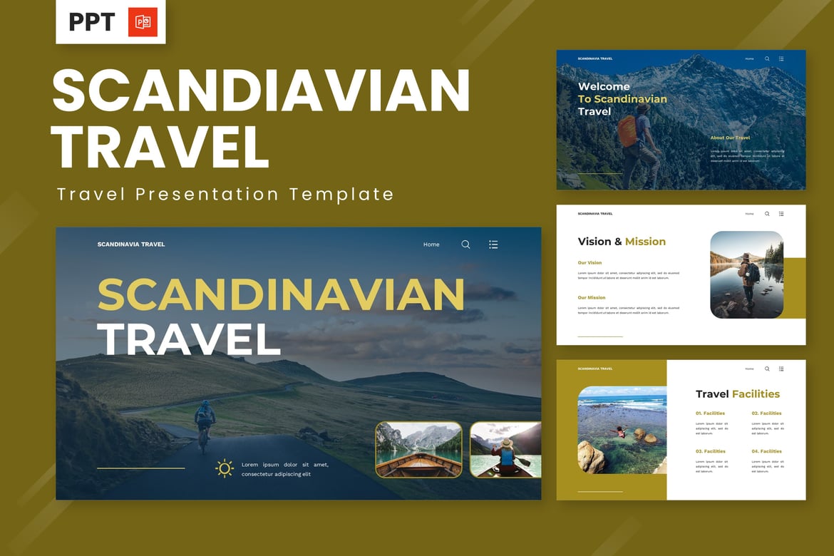 Template Powerpoint Perjalanan Skandinavia yang Menarik