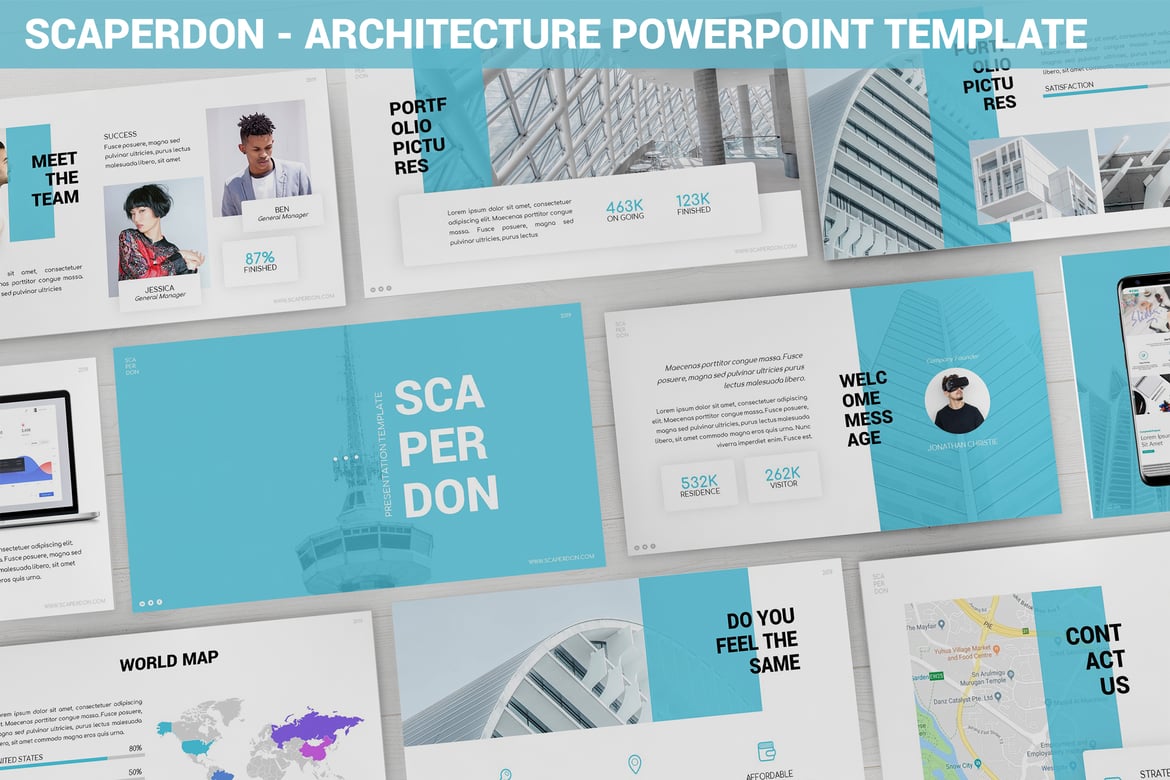 Scaperdon - Template Powerpoint Arsitektur Modern dan Elegan