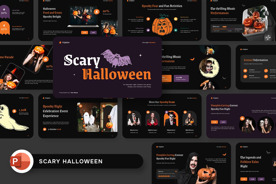 Template Presentasi Halloween Menyeramkan untuk PowerPoint