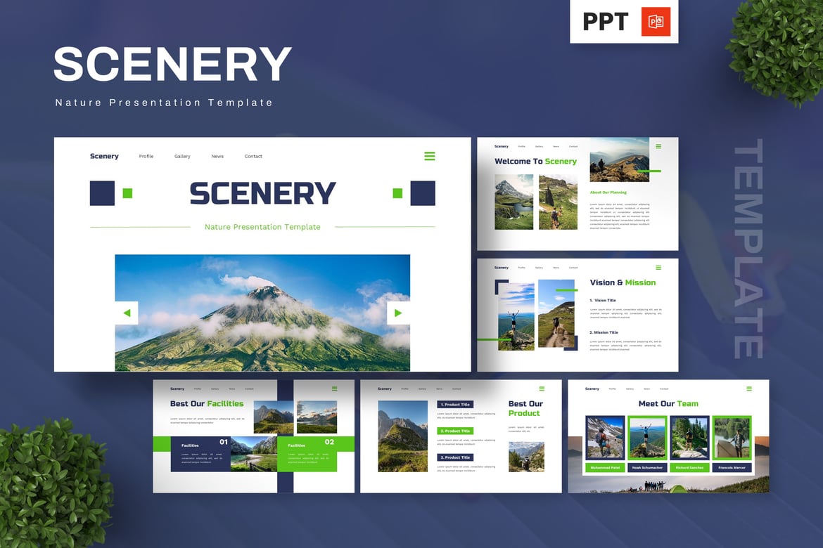 Template Powerpoint Pemandangan Alam yang Menawan