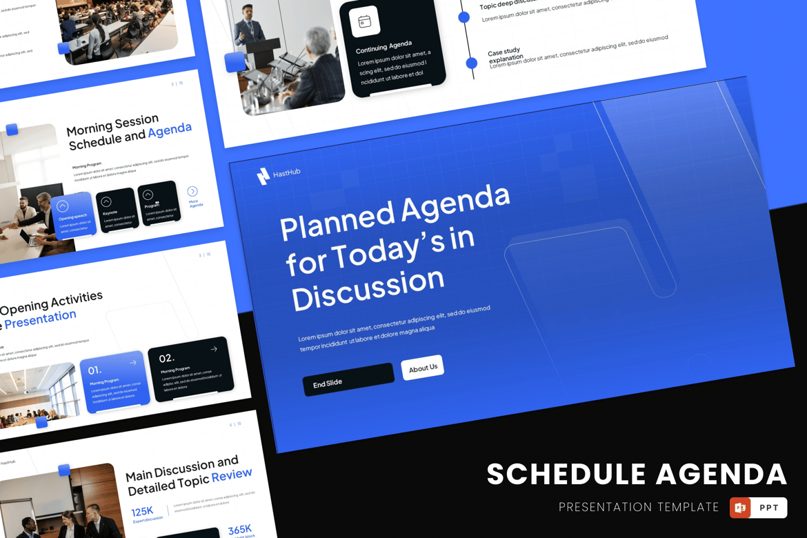Template Presentasi PowerPoint Agenda yang Menarik