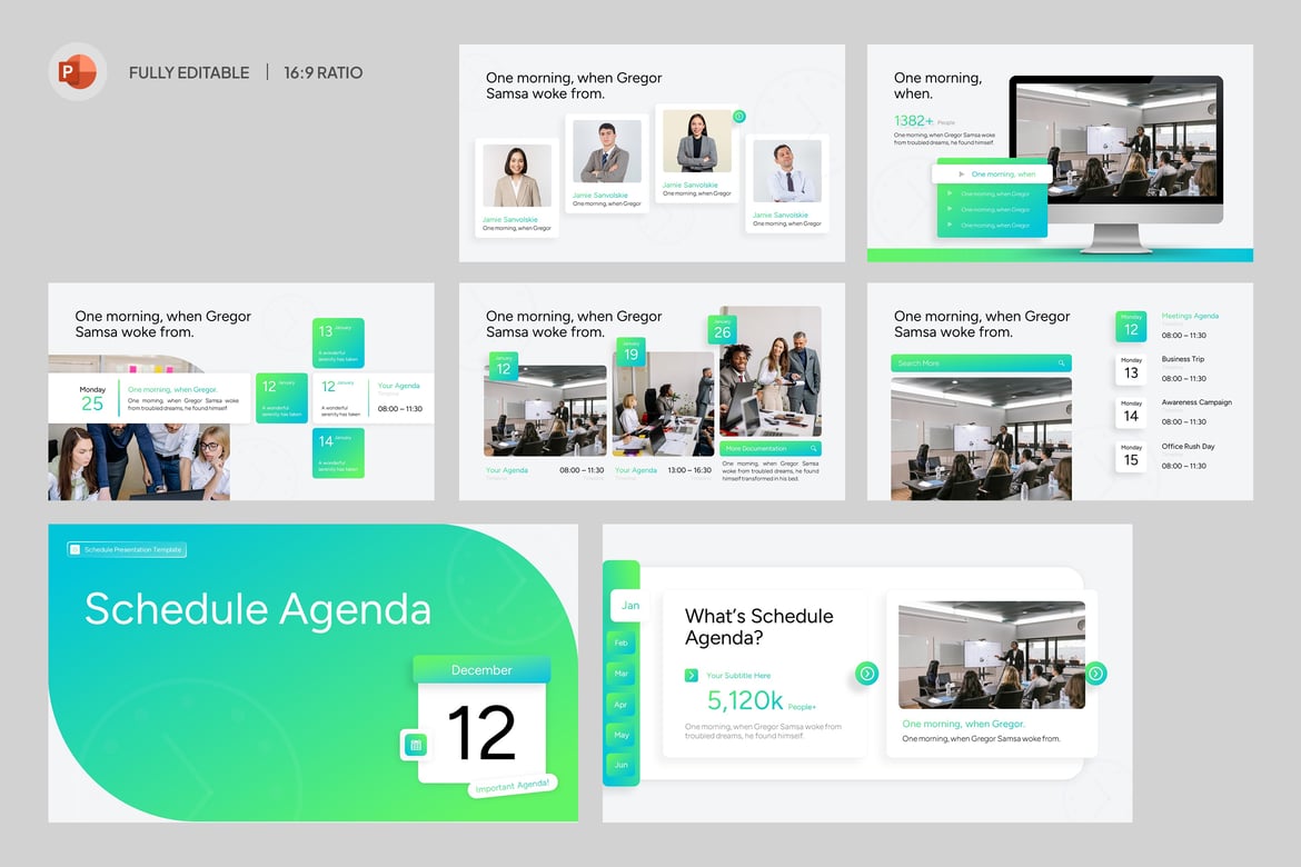 Template PowerPoint Agenda Jadwal yang Modern dan Profesional