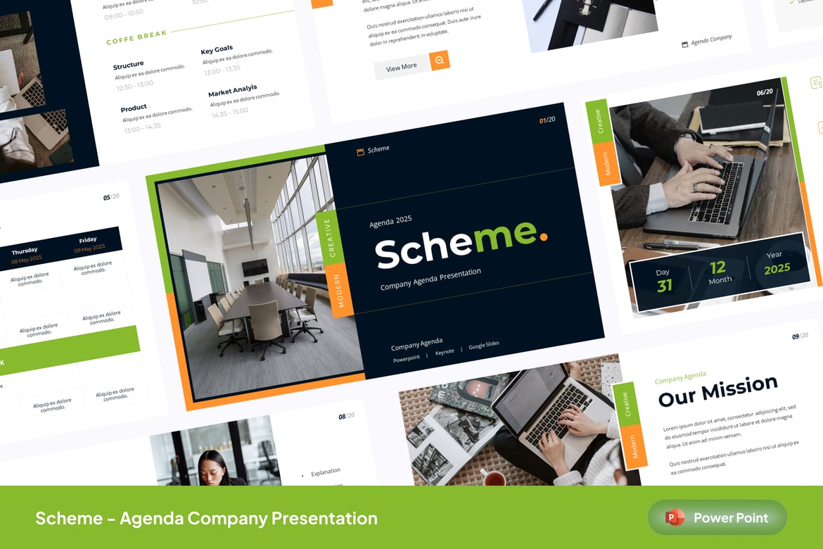 Template Presentasi Perusahaan Agenda Scheme - Powerpoint Modern dan Profesional