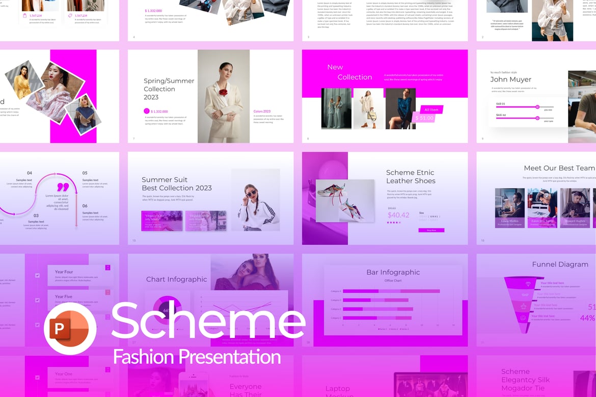 Template Presentasi PowerPoint Minimalis Scheme Fashion yang Elegan