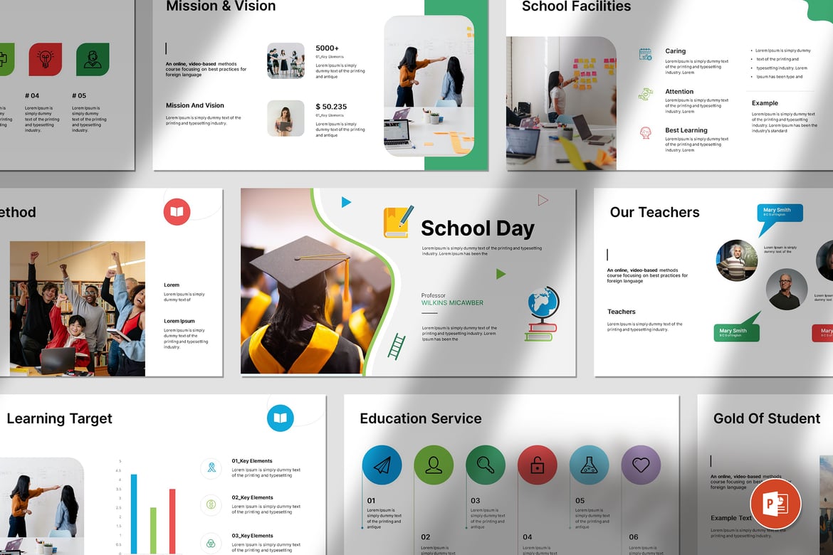 Template Presentasi PowerPoint Hari Sekolah yang Menarik