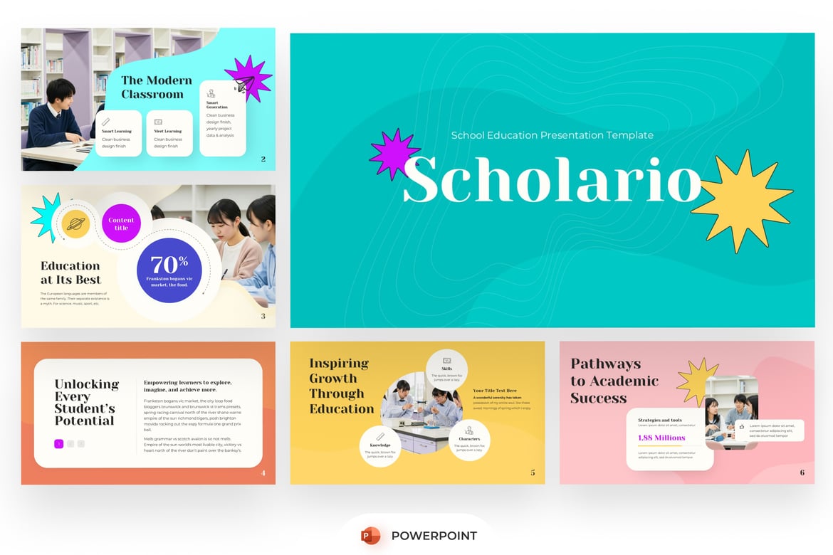 Template PowerPoint Pendidikan Kreatif untuk Sekolah