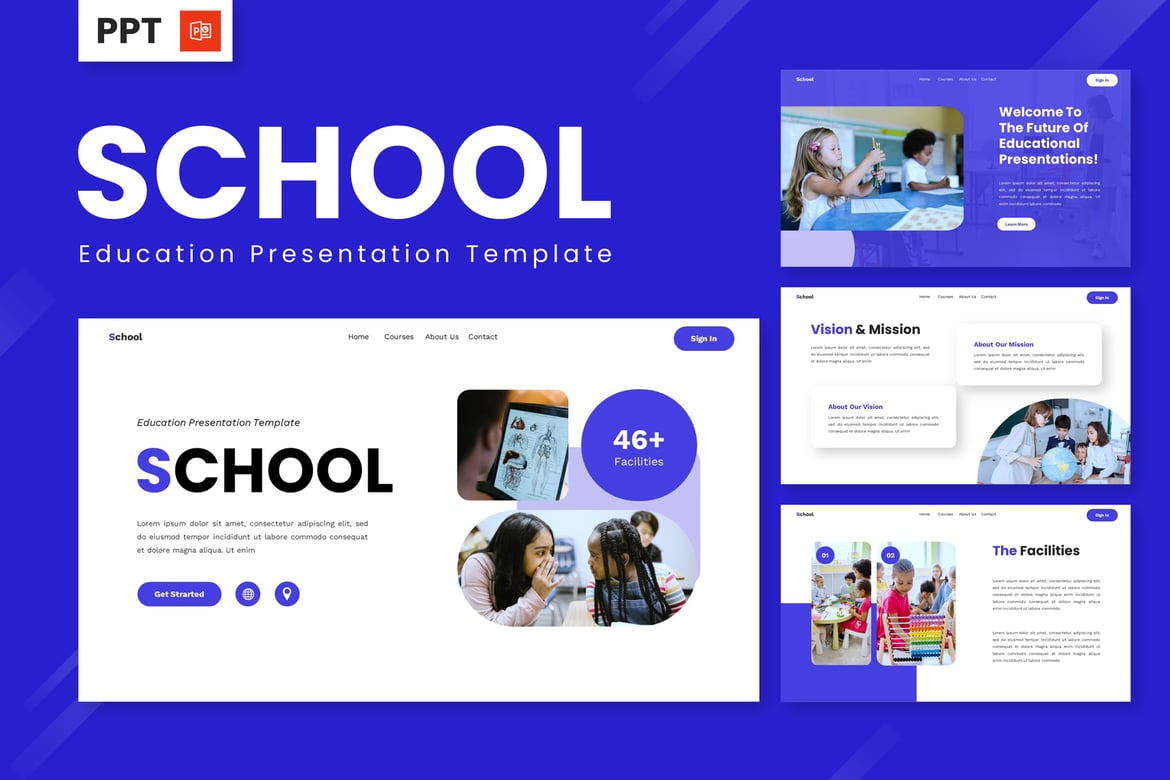 Template Powerpoint Pendidikan untuk Sekolah yang Menarik