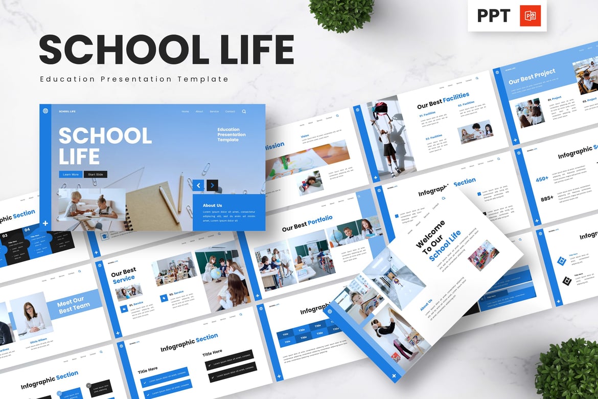 Template PowerPoint Sekolah - Hidup Pendidikan yang Inspiratif
