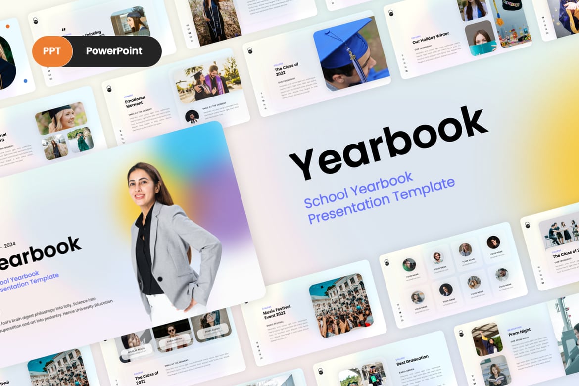 Template PowerPoint Gradien Tahun Ajaran untuk Presentasi Menarik