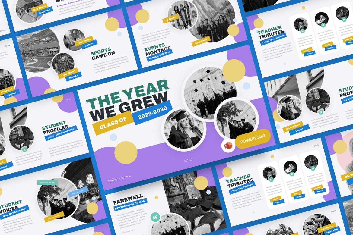 Template PowerPoint Tahun Ajaran: Kenangan dan Kelulusan yang Berkesan