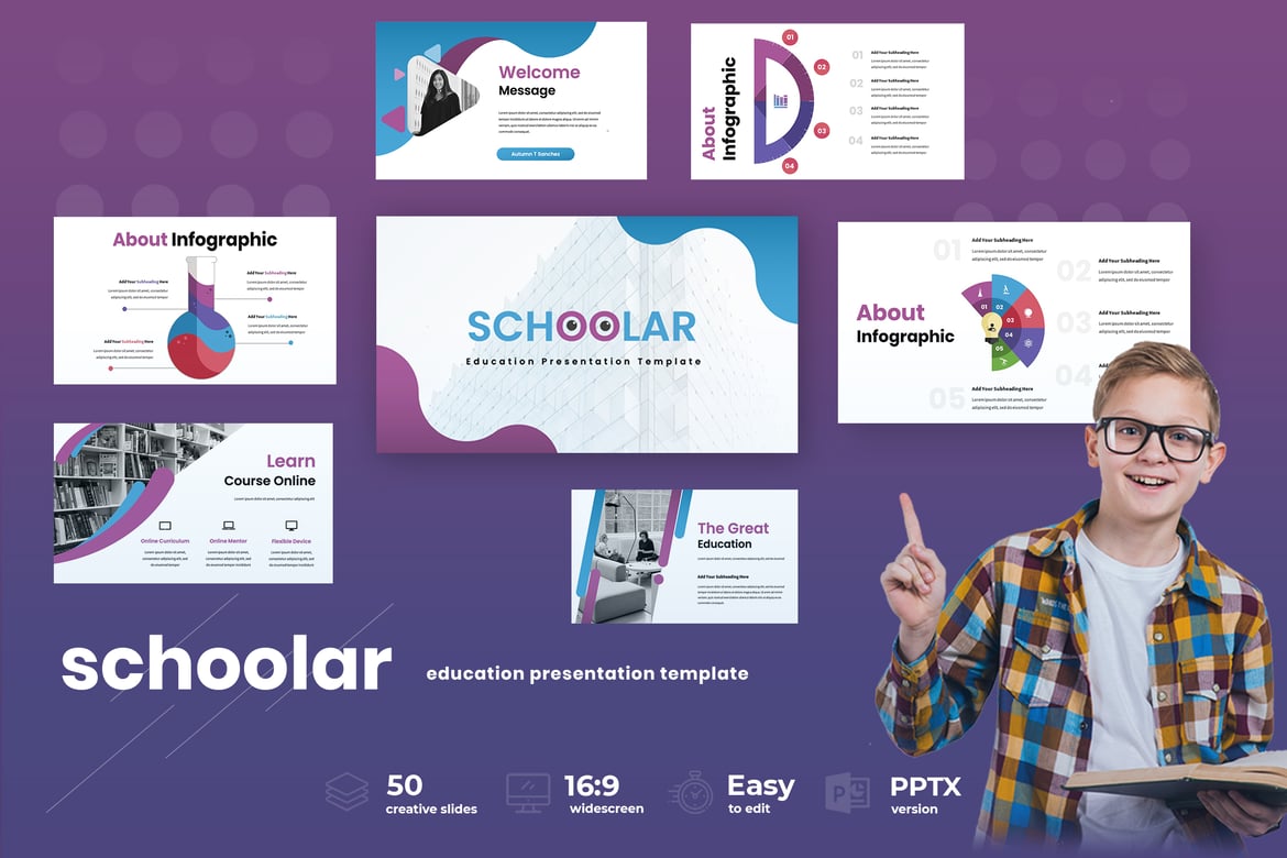 Template Presentasi PowerPoint Sekolah - Kreatif dan Profesional