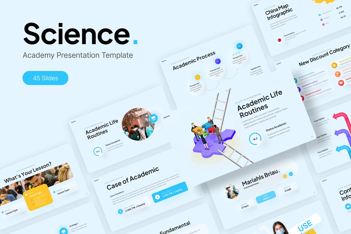 Template PowerPoint Akademi Sains yang Menarik dan Profesional
