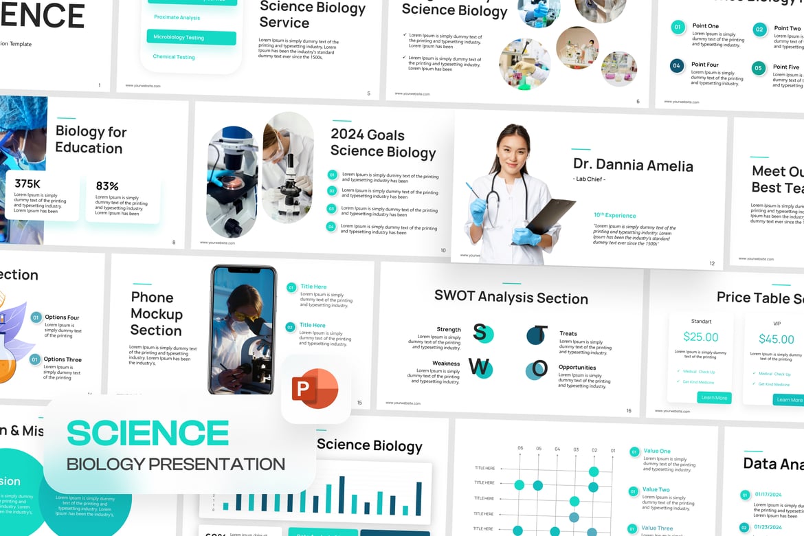 Template PowerPoint Biologi Modern untuk Presentasi Menarik
