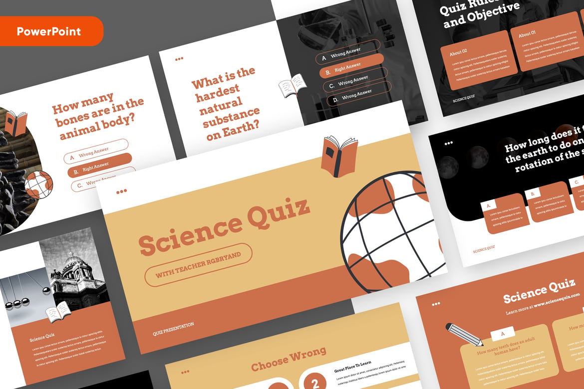 Template PowerPoint Kuiz Pendidikan Sains yang Profesional dan Menarik