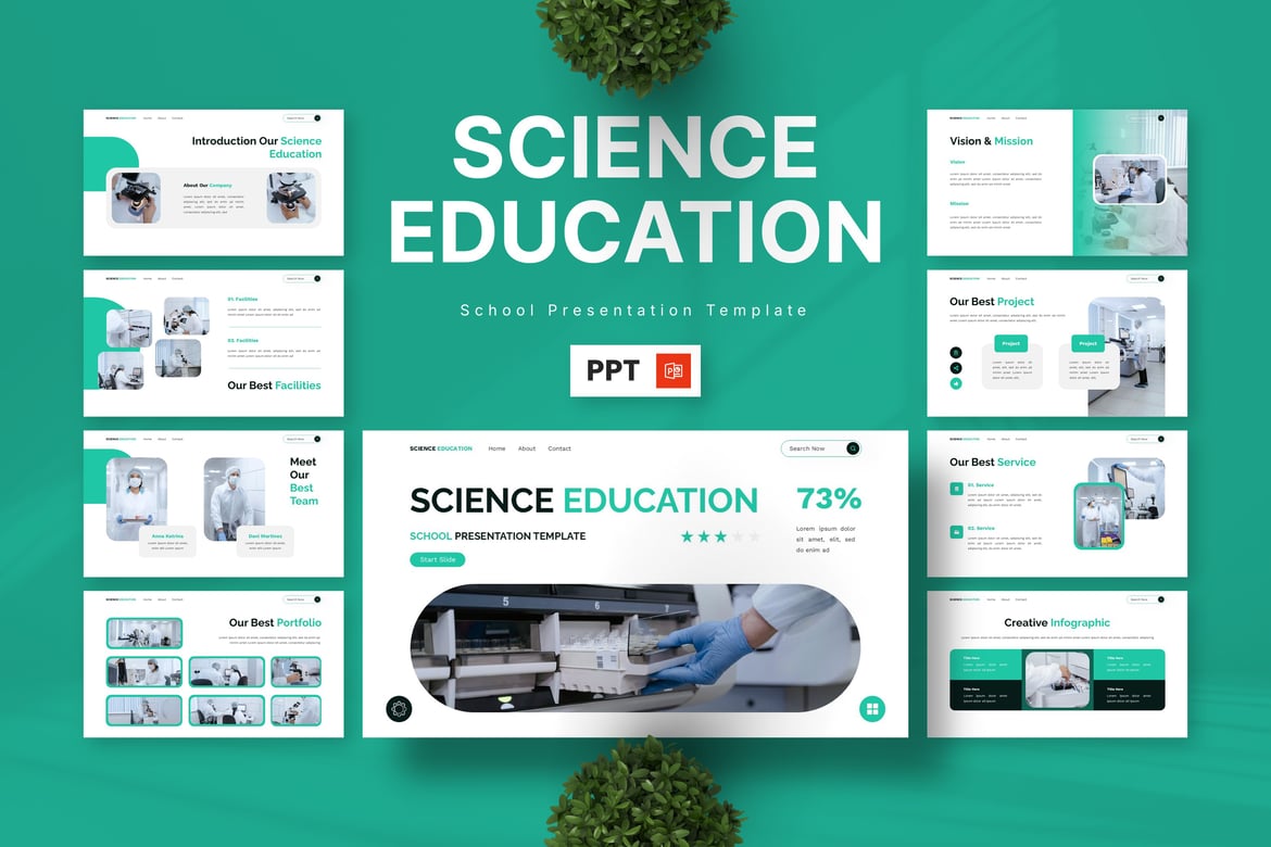 Template PowerPoint Pendidikan Sains yang Menarik dan Interaktif