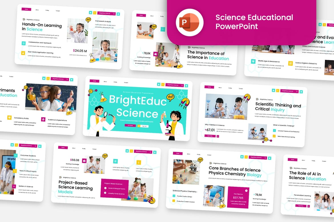 Template Powerpoint Presentasi Ilmu Pengetahuan yang Kreatif dan Modern