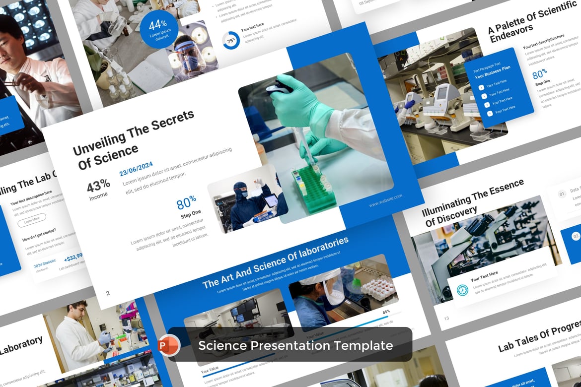 Template PowerPoint Laboratorium Sains yang Menarik