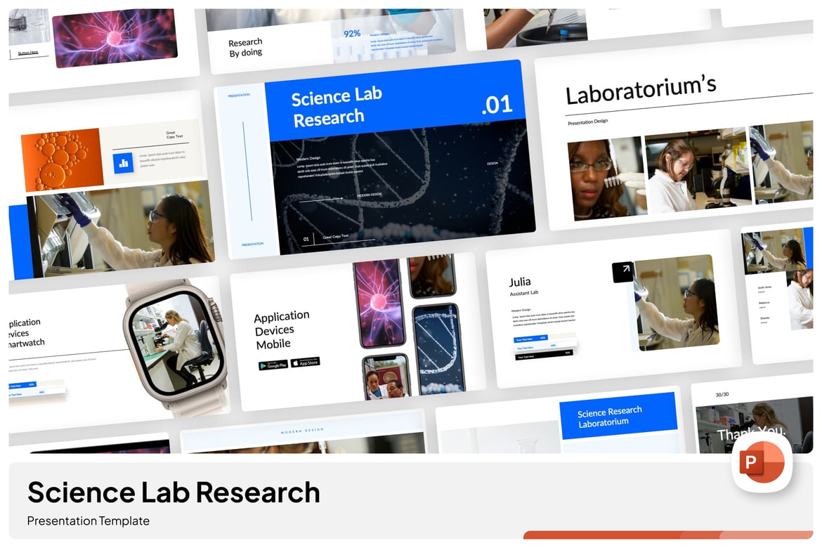 Template PowerPoint Penelitian Laboratorium Sains yang Menarik
