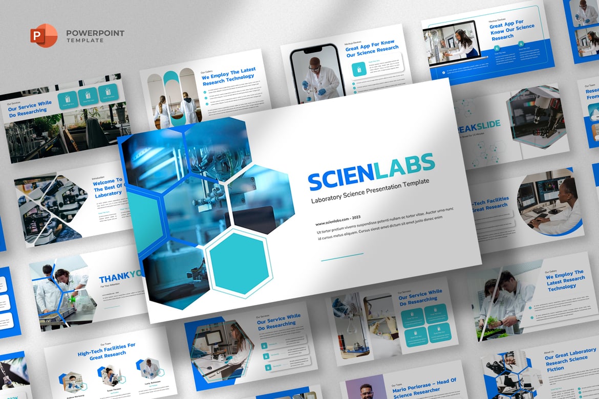 Template Powerpoint Lab Sains Modern dan Profesional