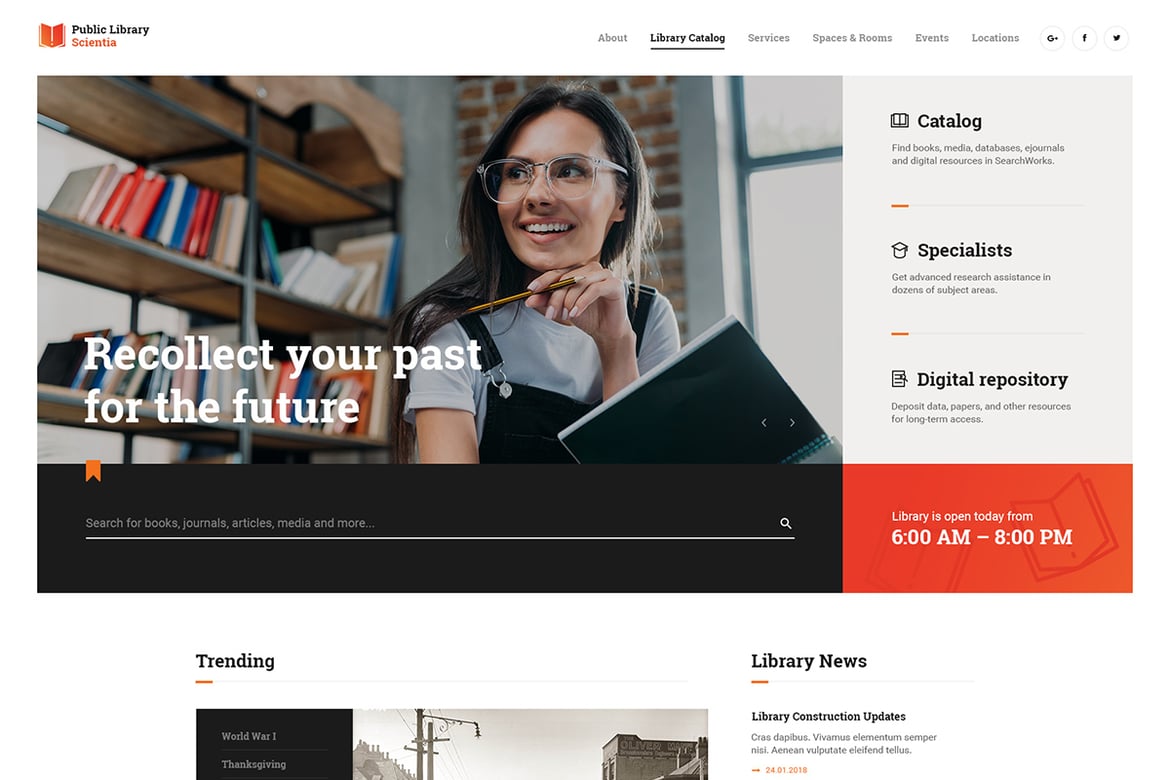 Tema WordPress Modern untuk Perpustakaan dan Toko Buku: Scientia