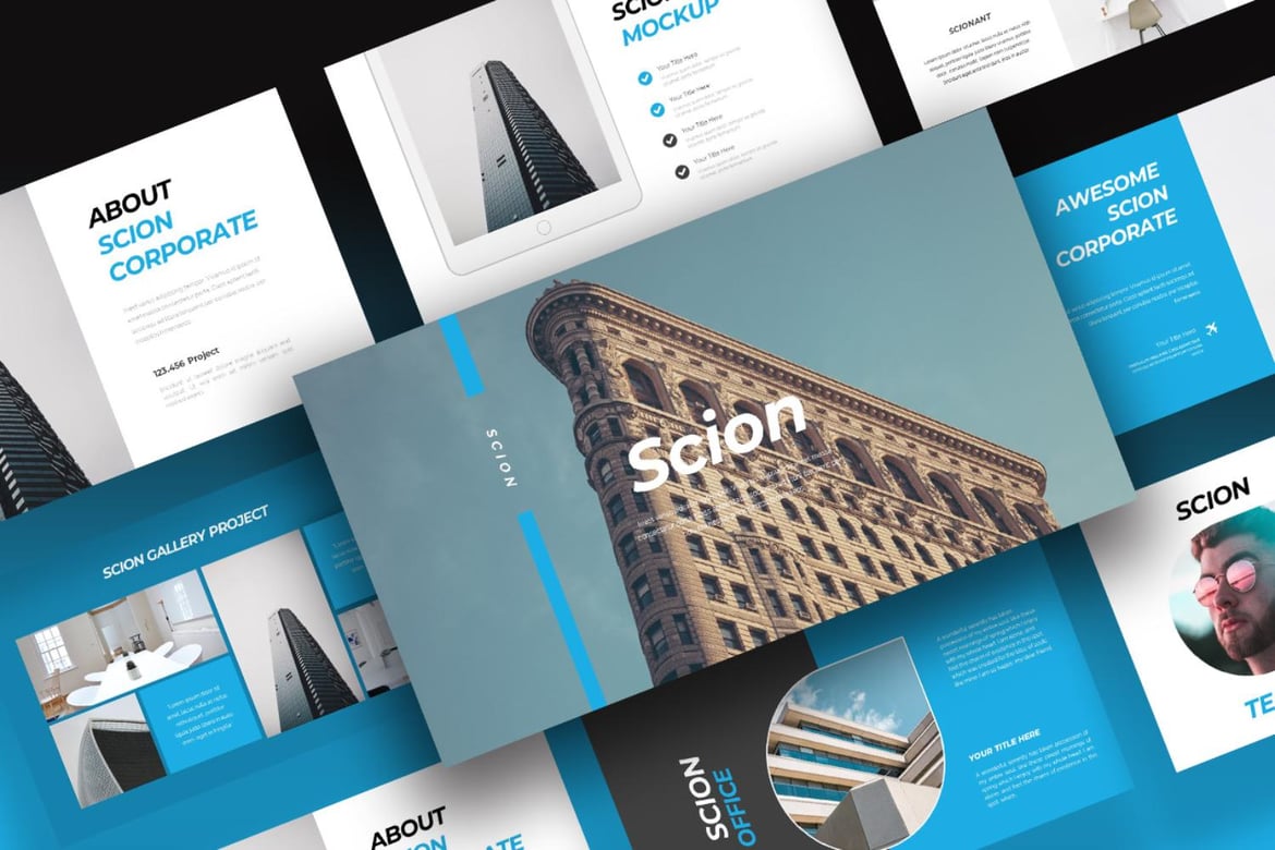 Template Presentasi PowerPoint Scion yang Modern dan Kreatif