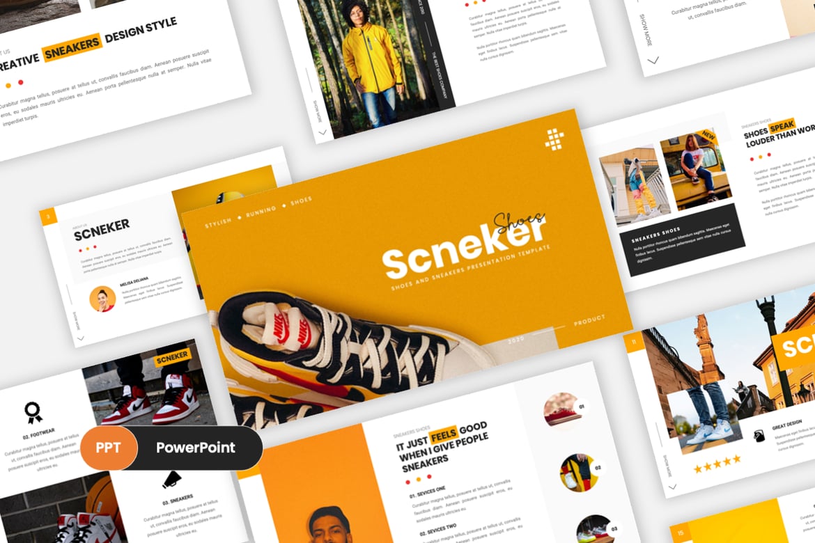 Template PowerPoint Scneker - Solusi Kreatif untuk Presentasi Sepatu dan Sneakers