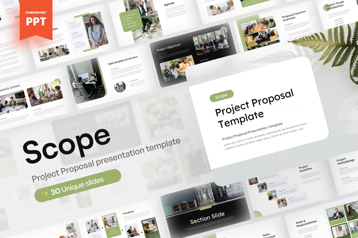 Template Presentasi PowerPoint Proposal Proyek Scope yang Menarik