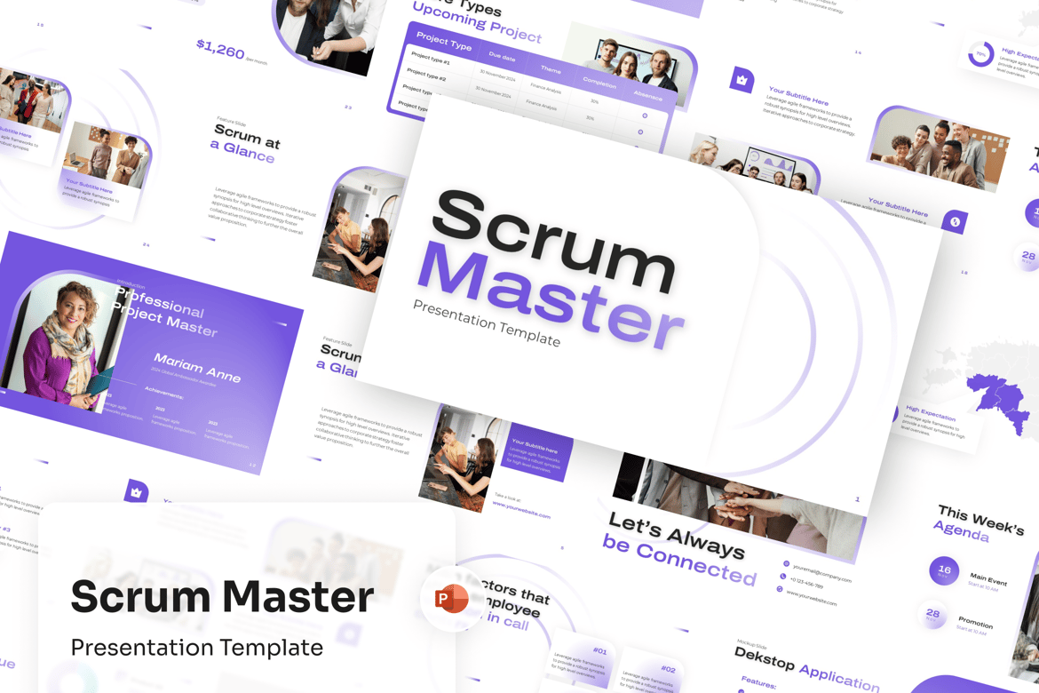 Template Presentasi PowerPoint Scrum Master yang Menarik