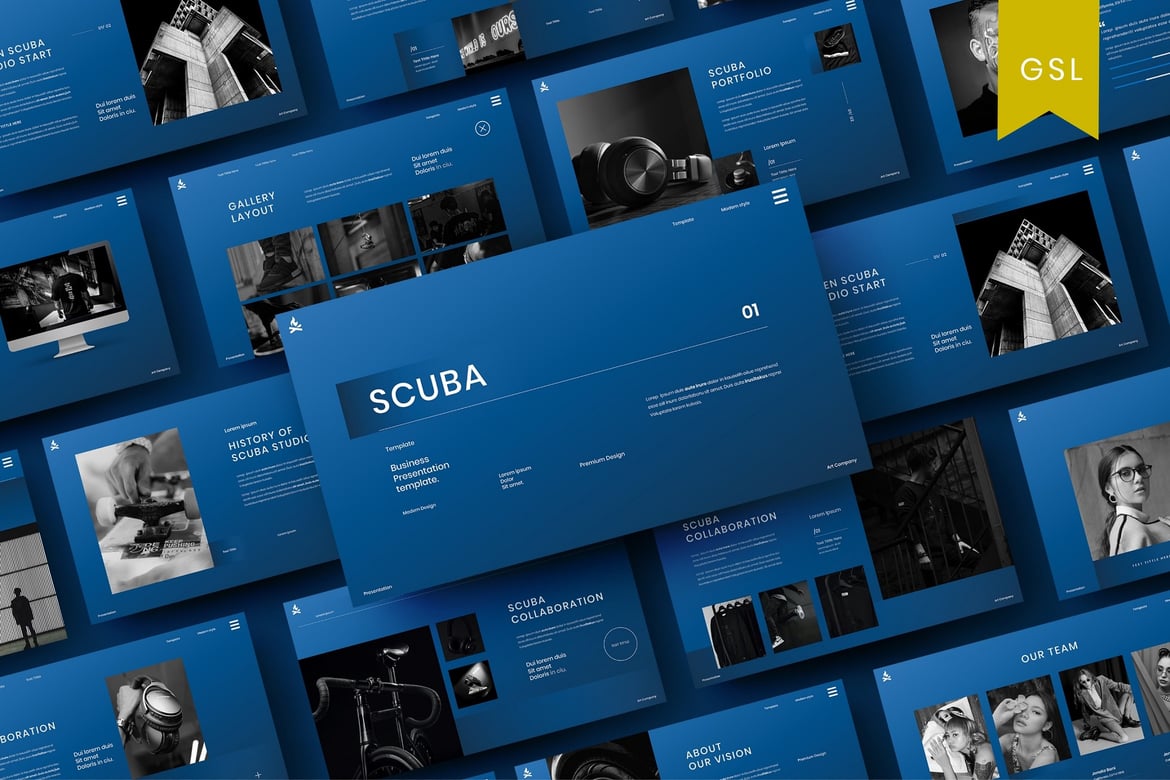 Template PowerPoint Scuba – Solusi Presentasi Bisnis Anda