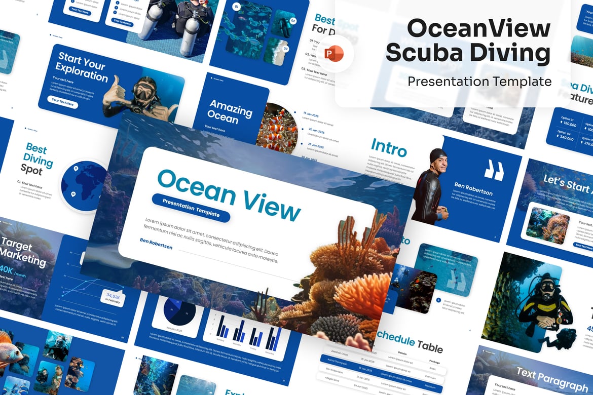 Template PowerPoint Scuba Diving yang Menarik