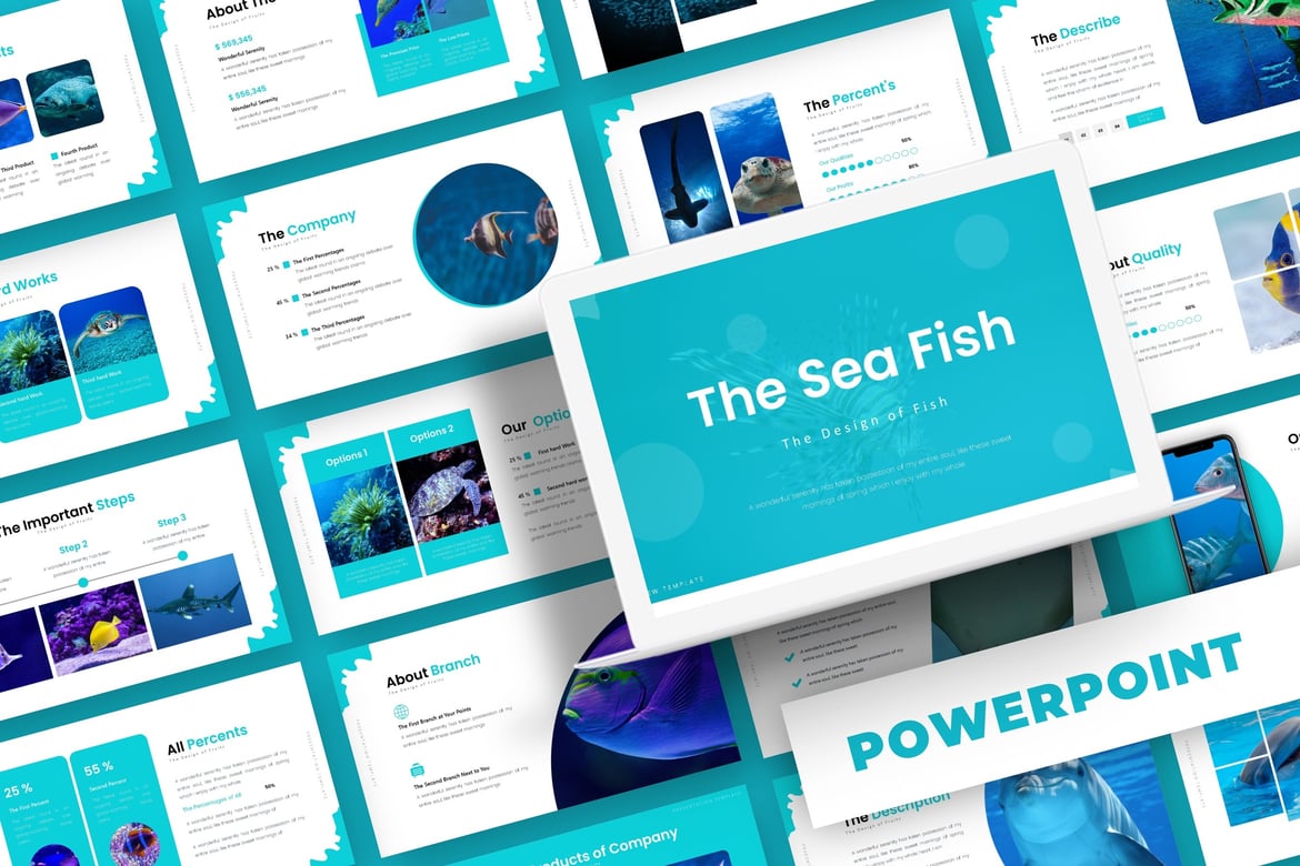 Template Powerpoint Sea Fish - Solusi Presentasi Kreatif dan Profesional