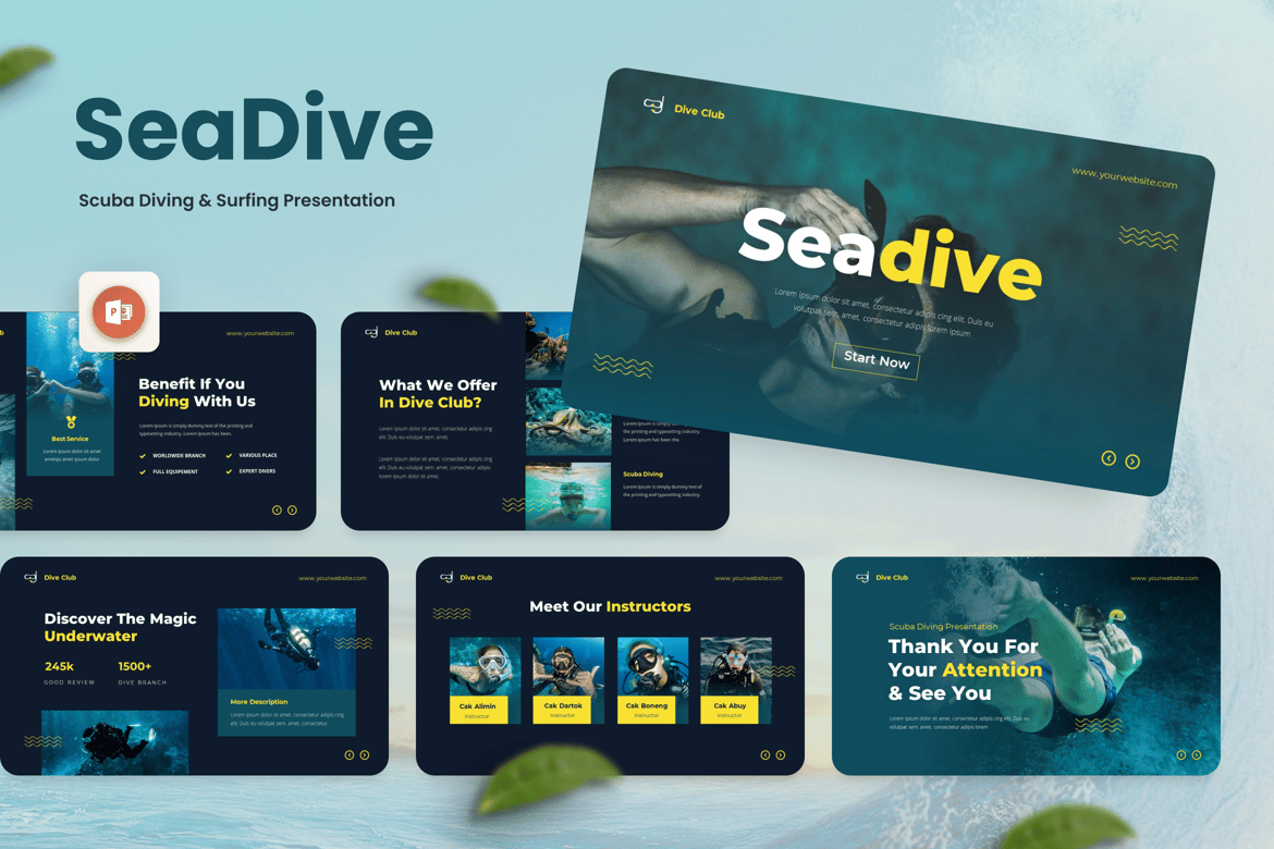 Template Presentasi Scuba Diving Seadive yang Menarik dan Profesional